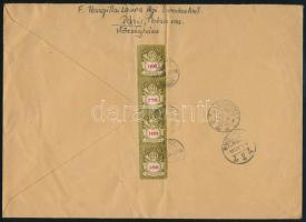 1946 (21. díjszabás) Levél 100 milliárd P négyescsíkkal bérmentesítve "PÁRI" - Budapest (2...
