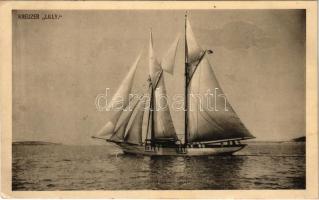 1916 Lilly az Osztrák-Magyar Haditengerészet vitorlás jachtja / Kreuzeryacht Lily. K.u.K. Kriegsmarine / Austro-Hungarian Navy cruiser yacht. Phot. Alois Beer. Verlag F. W. Schrinner (EK)