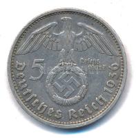 Német Harmadik Birodalom 1936D 5M Ag "Hindenburg" T:XF patina
German Third Reich 1936D 5 ...