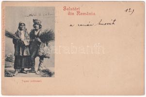 1900 Salutari din Romania, Tigani maturari / old gypsy couple, folklore. David Steiner 5984. (Rb)