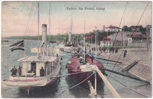 Galati, Galatz; Vedere din Portul / port, steamships (tear)