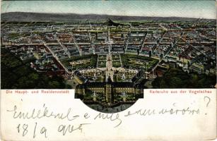1905 Karlsruhe, Die Haupt und Residenzstadt aus der Vogelschau / general view (small tear)