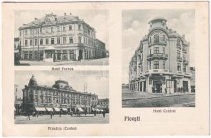 Ploiesti, Ploesti, Ploesci; Hotel Europa, Cofetária, Primaria Centru, Hotel Central Luca P. Niculescu. I. Dragu Nr. 7, 9, 66. 1929. / town hall, hotels, shops, cafe