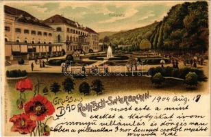 1904 Rogaska Slatina, Rohitsch-Sauerbrunn; Curplatz / spa park. Ottmar Zieher Art Nouveau, floral, litho