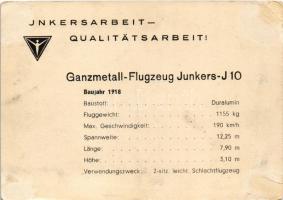 Junkersarbeit-Qualitätsarbeit! Ganzmetall-Flugzeug Junkers J 10. Baujahr 1918 / German military airc...