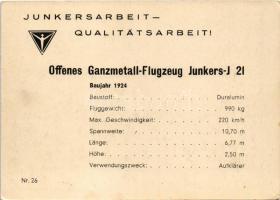 Junkersarbeit-Qualitätsarbeit! Offenes Ganzmetall-Flugzeug Junkers J 21. Baujahr 1924 / German milit...