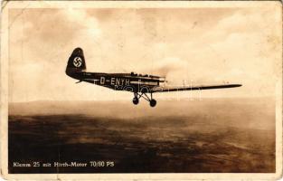 1938 D-ENYH Klemm 25 mit Hirth-Motor 70/80 PS / German aircraft, swastika (EB)