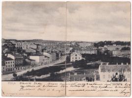 1902 Pola, Pula; Handelshafen / Kereskedelmi kikötő. 2-részes kinyitható panorámalap / trading port. 2-tiled folding panoramacard (r)