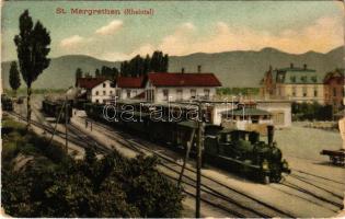 St. Margrethen (Rheintal), Bahnhof / railway station with locomotive, trans (EK)