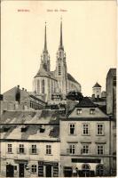Brno, Brünn; Dom St. Peter / cathedral, shops of Fr. Dohnalek, E. & R. Hanak, Vollmilch Obers