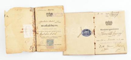 1910 Munkásigazolvány, Szőreg(h), Torontál vármegye + 1922 Mezőberény, Bartalus Antal lakatos munkakönyve, viseltes állapotban