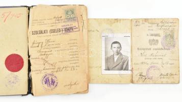 1903-1941 2 db cselédkönyv, bélyegzésekkel, az egyik fényképpel, viseltes állapotban