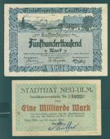 Német Birodalom/Weimari Köztársaság/Leutkirch 1923.8.20. 500.000M "A" (4x) T:II + Neu-Ulm ...
