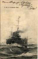 1907 SMS Erzherzog Ferdinand Max / Az Osztrák-Magyar Haditengerészet Erzherzog-osztályú pre-dreadnought csatahajója / Austro-Hungarian Navy, K.u.K. Kriegsmarine, Erzherzog-class pre-dreadnought battleship. G. Fano, Pola 1907-08. s: Kappler