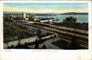 Trieste, Trieszt, Trst; San Andrea e Arsenale del Lloyd / railway line, Austrian Lloyd shipyard and repair workshop. G. Rüger & Co. Auto-Chrom (Rb)