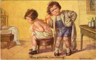 1927 Eine gründliche Untersuchung / Children art postcard s: W. Fialkowska (EK)