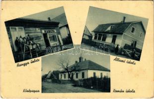 1943 Középapsa, Strední Apsa; állami és román iskola, Hangya szövetkezet üzlete és saját kiadása / cooperative shop, schools (fa)