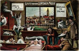 1910 Leipzig, Gruss von der Leipziger Messe / Leipzig Trade Fair, humour, montage (Rb)