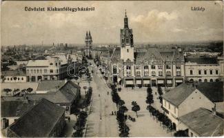 1912 Kiskunfélegyháza, látkép, Varga István, Frank Ignác és fiai üzlete. Roykó B. kiadása (EK)