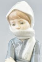 Lladro spanyol figura, Lány kacsákkal, kézzel festett porcelán, jelzett, hibátlan, m: 20 cm