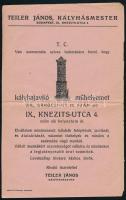 cca 1910-1930 2 db kályha reklámlap (Gundolf V. és Teiler János kályhásmesterek), az egyik hátoldalán kézzel írt nyugta