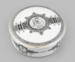 Hollóházi Románc kollekció, Korintosz, matricás porcelán bonbonier, jelzett, hibátlan, d: 12 cm