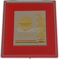 ~1980. A Polgári Védelem fejlesztéséért krómozott, festett aranyozott rátétes kitüntető plakett eredeti tokban (104x99mm) T:UNC