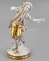 Sitzendorf német porcelán figura, táncoló férfi, jelzett, apró kopásokkal, m: 19 cm