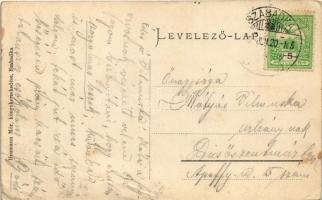 Szabadka, Subotica; Délvidéki takarékpénztár este. Humoros montázs részeg férfiakkal, Heumann Mór ki...