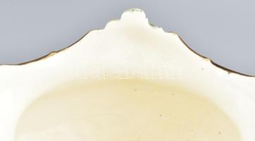 Régi fajansz jardiniere, kézzel festett, jelzett: Julius Dressler, kopásokkal, m: 27 cm, d: 38 cm