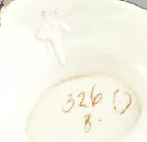 Régi fajansz jardiniere, kézzel festett, jelzett: Julius Dressler, kopásokkal, m: 27 cm, d: 38 cm