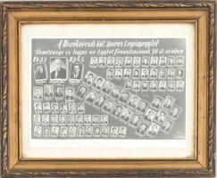 1943 A Mezőkövesdi Kat. Iparos Legényegylet vezetősége és tagjai az egylet fennállásának 50. évében, tablófotó, korabeli üvegezett fakeretben, 16,5x23,5 cm (keret: 26x31,5 cm)