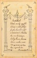 1892-1894 Régi díszes emlékkönyv, nagyrészt debreceni bejegyzésekkel, egy-két rajzzal, két litografá...