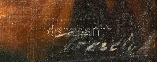 Péczely Antal (1891-1944): Imádkozók. Olaj, vászon, jelzett. Dekoratív fakeretben, 79×59 cm