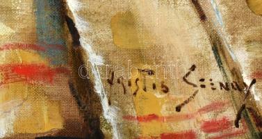 Olvashatatlan jelzéssel: Csendélet. Olaj, vászon. Dekoratív fakeretben, 61,5×77 cm