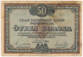 Sopronnyék / hadifogolytábor 1916. 50K arab sorozat- és sorszámmal T:F fo