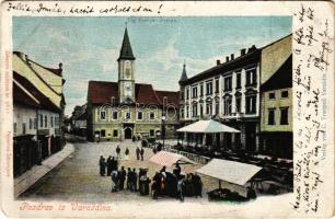 1900 Varasd, Warasdin, Varazdin; Trg Franje Josipa. Verlag v. C. Trampus / Ferenc József tér és piac / market on the square (kis szakadások / small tears)