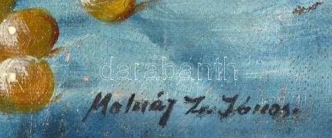 Molnár Z János jelzéssel: Csendélet. Olaj, vászon. Sérült. Fakeretben, 49×68 cm
