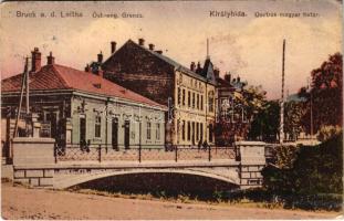 1920 Királyhida, Bruckújfalu, Bruck-Újfalu, Bruckneudorf; osztrák-magyar határ. Marie Huber kiadása / Öst.-Ung. Grenze / Austro-Hungarian border (Rb)