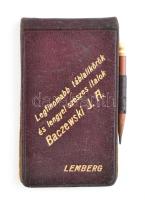 1913 Baczewski táblalikőrök bőr naptár, aranyozott, tollal, szép állapotban