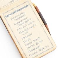 1913 Baczewski táblalikőrök bőr naptár, aranyozott, tollal, szép állapotban