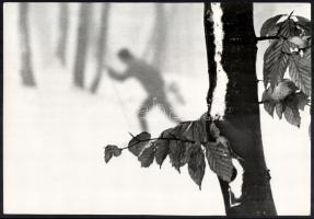 cca 1977 Gebhardt György (1910-1993) budapesti fotóművész hagyatékából, a szerző által feliratozott vintage fotóművészeti alkotás (Síterepen), ezüst zselatinos fotópapíron, 27,3x39,6 cm