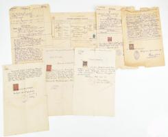 1919-1943 Vegyes okmánybélyeges iratok, össz. 7 db