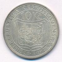 Csehszlovákia 1928. 10K Ag "Masaryk" T:AU patina Czechoslovakia 1928. 10 Korun Ag "Ma...