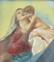 Miniatura. Jézus, Mária. Festett csont. 10x11 cm