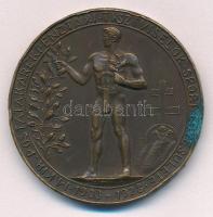 1928. M. Kir. Postatakarékpénztári Tisztviselők Sport Egyesülete - 1903-1928 kétoldalas bronz díjérem (43mm) T:XF korr., több ph.