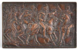 Csatajelenet huszárokkal. Bronz dombormű. Bécs, XIX. sz. Eredeti dobozában Michael Goldschmidt Söhne 8x5 cm