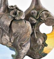 Vázapár. Ón és üveg. XIX.sz. Hibátlan 22 cm