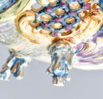 Fischer Ignác három lábon álló antik kínáló, jelzett (Fischer I. Budapest), mázhibákkal, kopásnyomok...