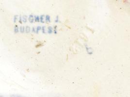 Fischer Ignác három lábon álló antik kínáló, jelzett (Fischer I. Budapest), mázhibákkal, kopásnyomok...